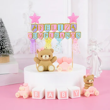1Set Happy Birthday Cake Toppers Banner Flag Baby Shower Birthday Party Cupcake Topper Kids Girl Boy Birthday Cake Decorations