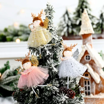 Нова Година 2024 Коледен подарък Сладка ангелска кукла Коледно дърво орнаменти Ноел Коледна украса за дома Натал Навидад 2023 Детски подарък