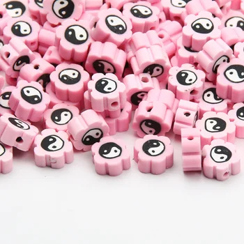 20-100pcs карикатура цвете розово TaiChi полимерни глинени мъниста ръчно изработени глинени дистанционни мъниста за бижута вземане гривна DIY аксесоари