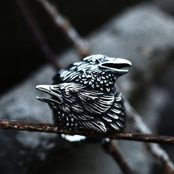 Реколта Один Рейвън пръстен Nordic Viking пръстен от неръждаема стомана за мъже уникален пънк амулет Biker мода бижута подарък дропшипинг