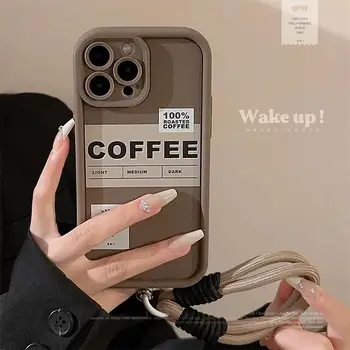 Кафе етикет ръчна каишка меки силиконови калъфи за телефони за Samsung