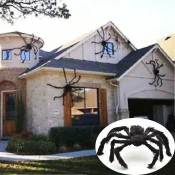 Хелоуин черен паяк декорация обитаван от духове къща подпора вътрешен открит гигантски декор шега паяк размер 30cm/50cm/125cm/150cm/200cm