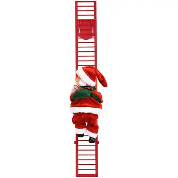 Hot 70cm Дядо Коледа кукла катерене стълба парашут мъниста електрическа музика коледна украса детски играчки подаръци