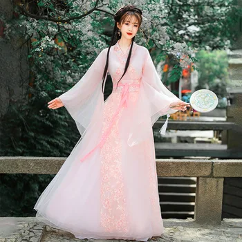 Cherry Blossom Hanfu Дамски подобрен китайски древен стил Дължина до талията Древен костюм Танцово изпълнение Рокля Ханфу