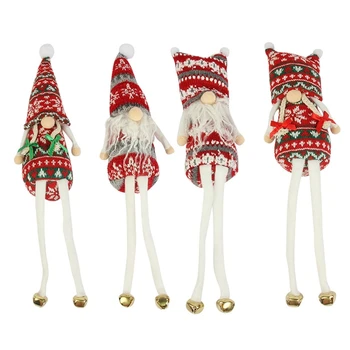 Коледа заседание Gnome плюшена кукла с дълги висящи крака Bell безличен Tomte шведски Санта елф плюшени играчки дома декор